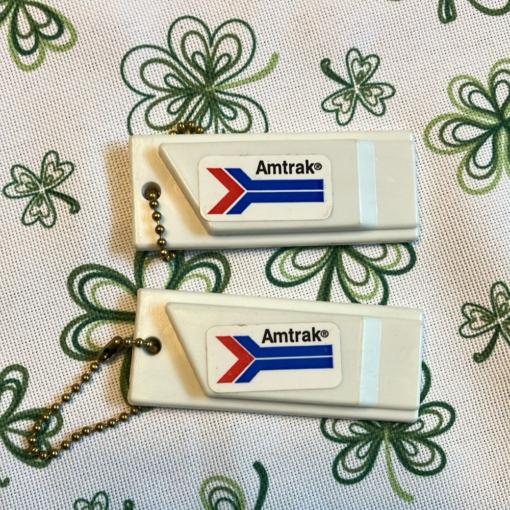 Amtrak vintage train whistle keychain set of 2